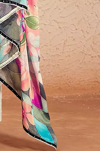 Women Floral Printed Regular Thread Work Kurta with Trousers & With Dupatta
