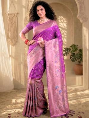 Batik Zari Silk Blend Designer Banarasi Saree 6