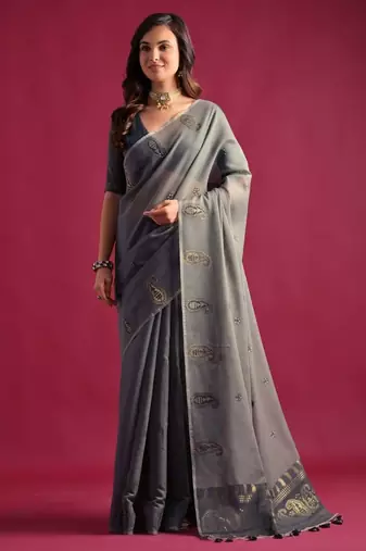 Woven Design Zari Pure Cotton Chanderi Saree