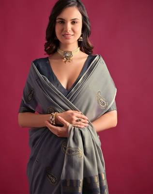 Woven Design Zari Pure Cotton Chanderi Saree 3