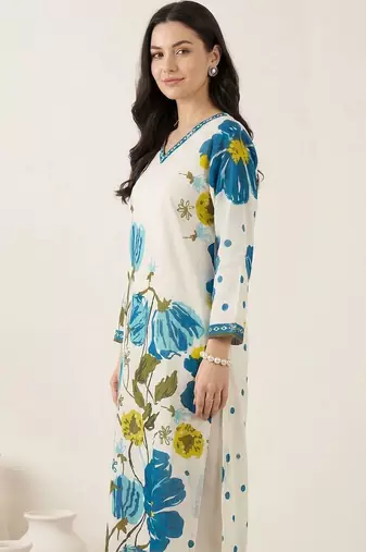 Women Floral Printed Regular Pure Cotton Kurta with Trousers & With Dupatta