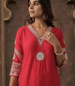 Women Ethnic Motifs Embroidered Regular Thread Work Kurta with Trousers