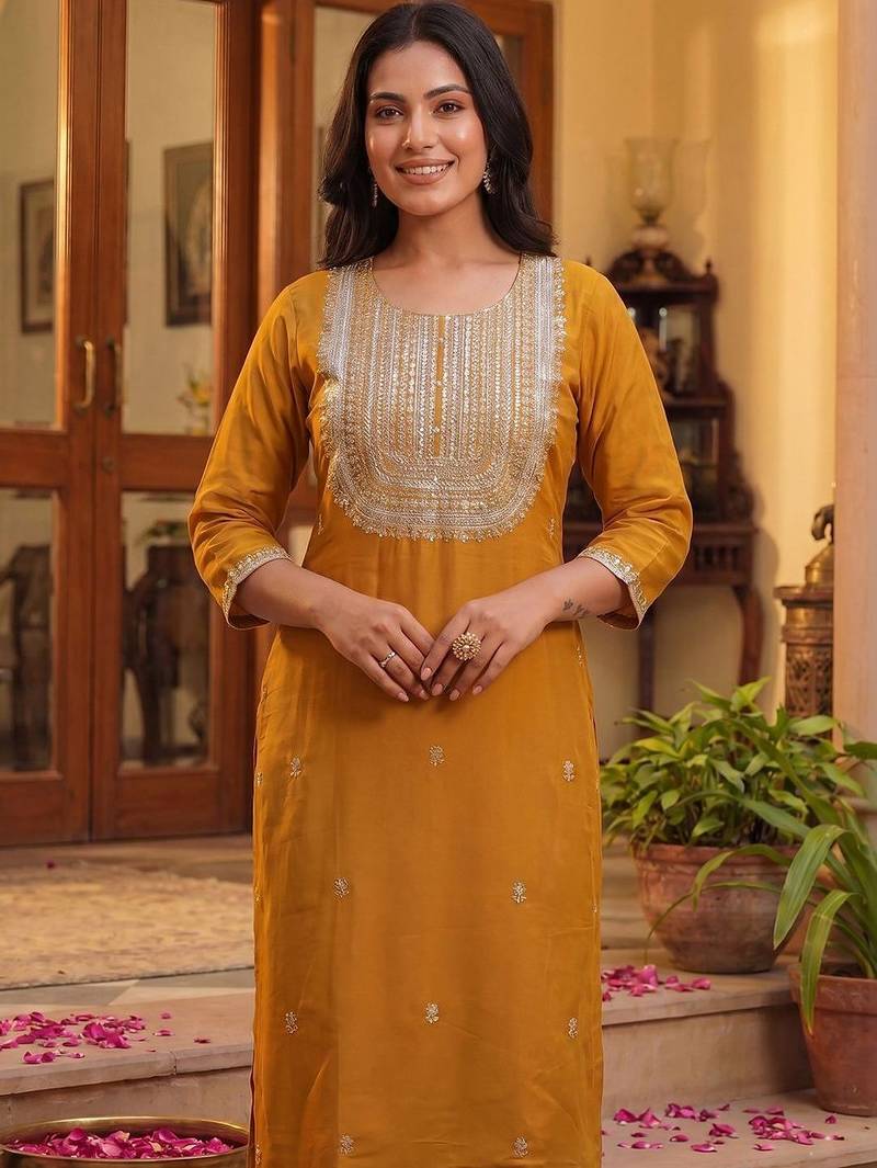 Women Ethnic Motifs Embroidered Regular Kurta with Trousers & With Dupatta