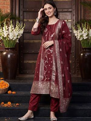 Women Ethnic Motifs Regular Kurta with Trousers & With Dupatta 1
