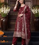 Women Ethnic Motifs Regular Kurta with Trousers & With Dupatta