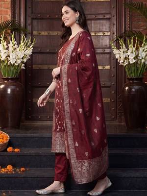 Women Ethnic Motifs Regular Kurta with Trousers & With Dupatta 6