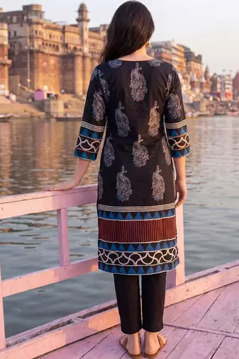Women Ethnic Motifs Printed Regular Pure Cotton Kurta with Trousers & With Dupatta