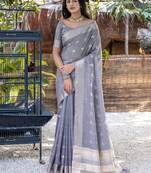 Woven Design Ethnic Motifs Zari Pure Cotton Taant Saree