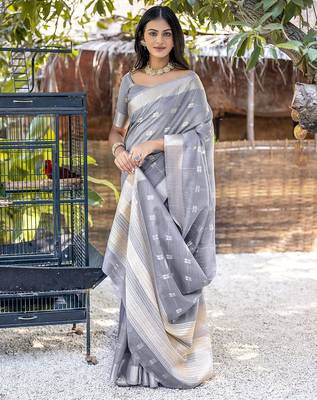 Woven Design Ethnic Motifs Zari Pure Cotton Taant Saree 3