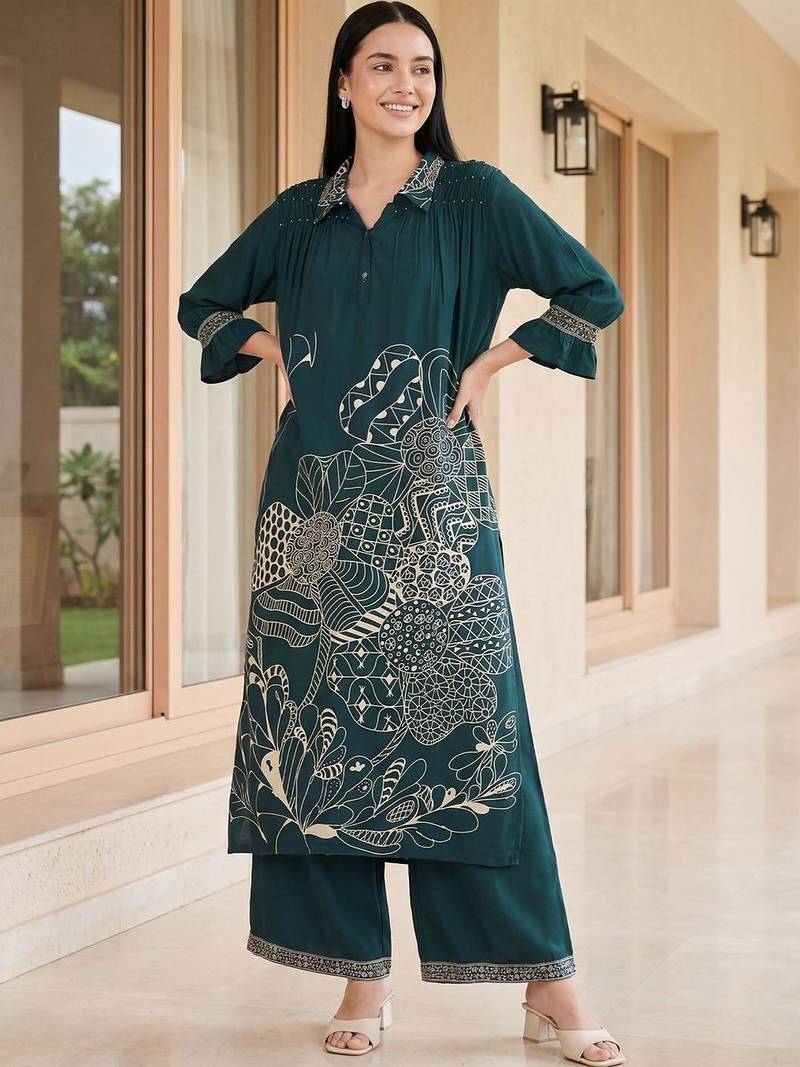 Women Ethnic Motifs Printed Regular Kurta with Palazzos