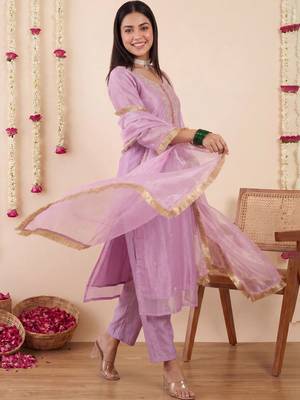 Women Ethnic Motifs Embroidered Regular Thread Work Kurta with Trousers & With Dupatta 2
