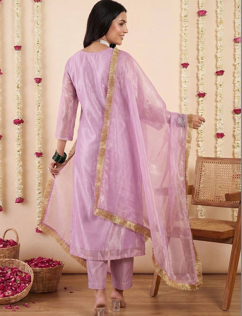 Women Ethnic Motifs Embroidered Regular Thread Work Kurta with Trousers & With Dupatta