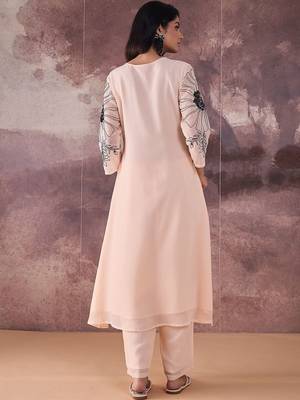 Women Floral Embroidered Regular Sequinned Kurta with Trousers 4