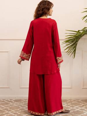 Women Ethnic Motifs Embroidered Regular Thread Work Kurta with Palazzos 5