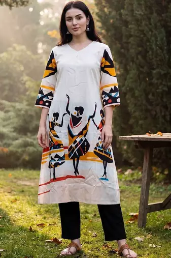 Women Ethnic Motifs Printed Regular Pure Cotton Kurta with Trousers
