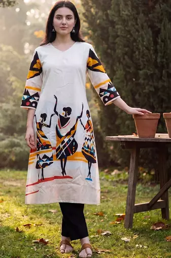Women Ethnic Motifs Printed Regular Pure Cotton Kurta with Trousers