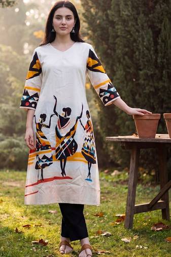 Women Ethnic Motifs Printed Regular Pure Cotton Kurta with Trousers