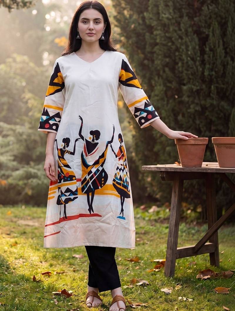 Women Ethnic Motifs Printed Regular Pure Cotton Kurta with Trousers