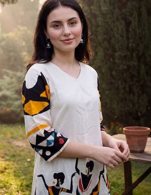 Women Ethnic Motifs Printed Regular Pure Cotton Kurta with Trousers 2