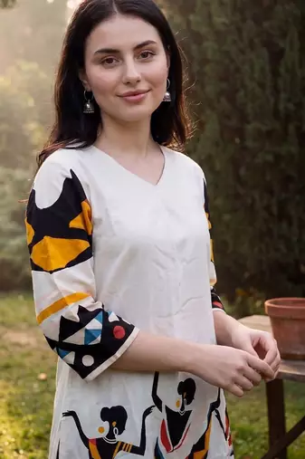 Women Ethnic Motifs Printed Regular Pure Cotton Kurta with Trousers