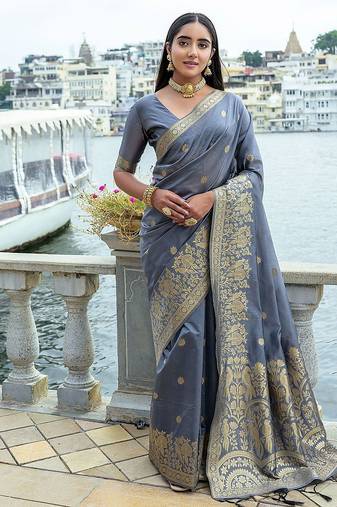 Floral Woven Design Zari Bhagalpuri Saree