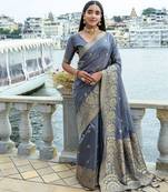 Floral Woven Design Zari Bhagalpuri Saree