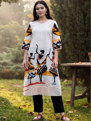 Women Ethnic Motifs Printed Regular Pure Cotton Kurta with Trousers 6