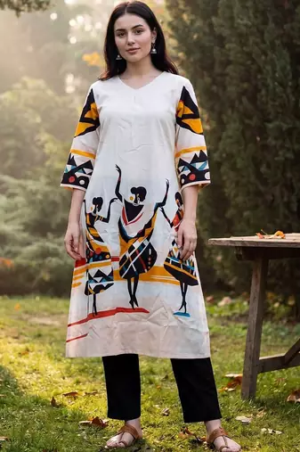 Women Ethnic Motifs Printed Regular Pure Cotton Kurta with Trousers