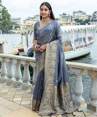 Floral Woven Design Zari Bhagalpuri Saree 2