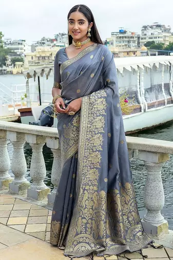 Floral Woven Design Zari Bhagalpuri Saree