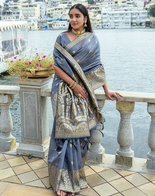 Floral Woven Design Zari Bhagalpuri Saree 3