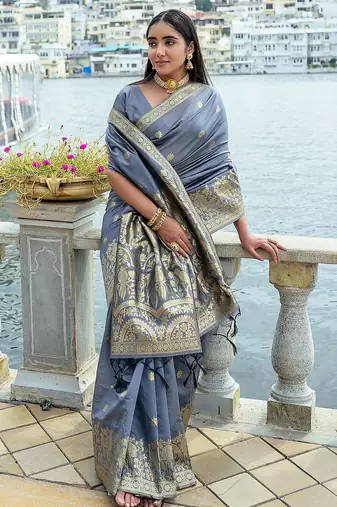 Floral Woven Design Zari Bhagalpuri Saree