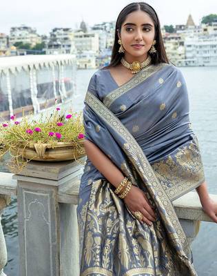 Floral Woven Design Zari Bhagalpuri Saree 4