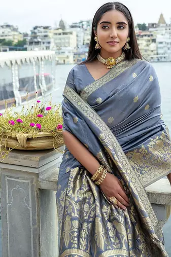 Floral Woven Design Zari Bhagalpuri Saree
