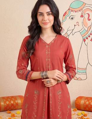 Women Ethnic Motifs Embroidered Regular Thread Work Kurta with Palazzos 3