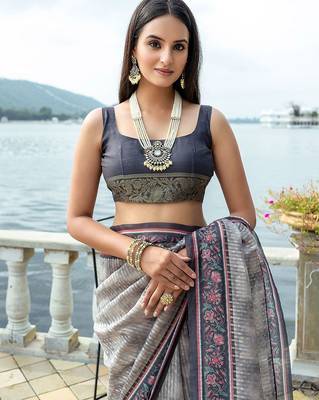 Ethnic Motifs Printed Zari Silk Cotton Saree 5