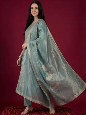 Women Ethnic Motifs Embroidered Regular Kurta with Trousers & With Dupatta 3