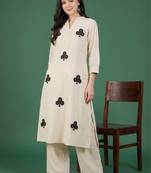 Women Embroidered Regular Pure Cotton Kurta with Palazzos