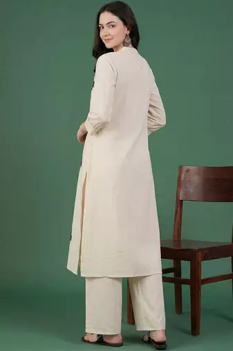 Women Embroidered Regular Pure Cotton Kurta with Palazzos