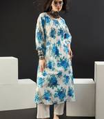 Women Floral Printed Pleated Pure Cotton Kurta with Trousers