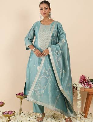 Women Ethnic Motifs Printed Regular Kurta with Trousers & With Dupatta 6
