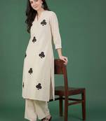 Women Ethnic Motifs Embroidered Regular Thread Work Pure Cotton Kurta with Trousers