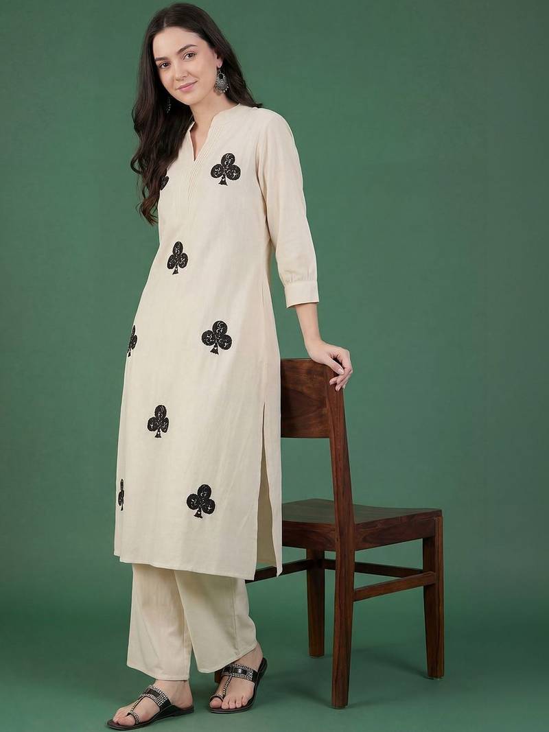 Women Ethnic Motifs Embroidered Regular Thread Work Pure Cotton Kurta with Trousers