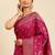 Fuchsia & Gold-Toned Woven Design Jute Silk Banarasi Saree