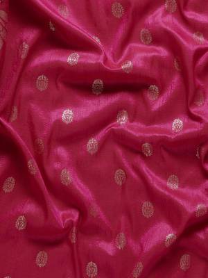 Fuchsia & Gold-Toned Woven Design Jute Silk Banarasi Saree 6