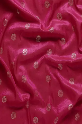 Fuchsia & Gold-Toned Woven Design Jute Silk Banarasi Saree