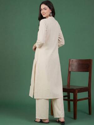 Women Ethnic Motifs Embroidered Regular Thread Work Pure Cotton Kurta with Trousers 4