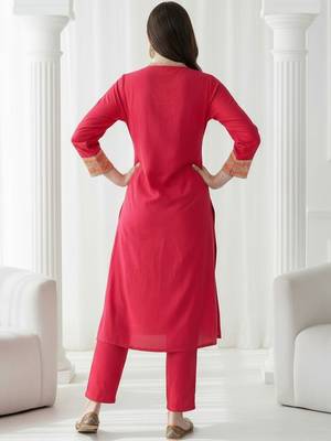 Women Ethnic Motifs Embroidered Regular Mirror Work Kurta with Trousers 6