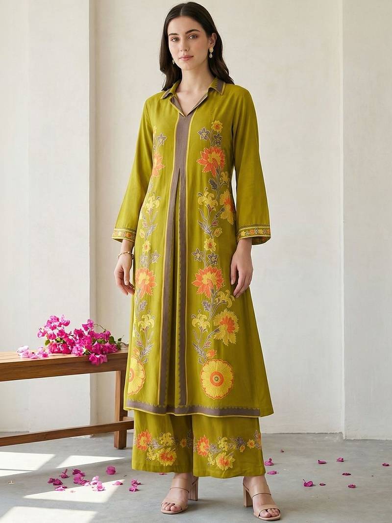 Women Floral Printed Regular Kurta with Palazzos