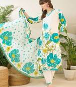 Women Floral Printed Regular Pure Cotton Kurta with Trousers & With Dupatta